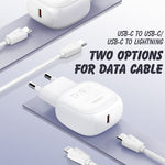 LDNIO A1206C PD27W USB-C / Type-C ชาร์จเร็ว พร้อมสาย 8 พิน 1 เมตร, ปลั๊ก EU