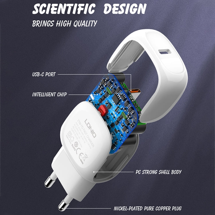 LDNIO A1206C PD27W USB-C / Type-C ชาร์จเร็ว พร้อมสาย 8 พิน 1 เมตร, ปลั๊ก EU