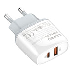 LDNIO Q229 QC3.0 / PD20W USB + Type-C ชาร์จเร็ว พร้อมสาย USB เป็น 8 พิน 1 เมตร, ปลั๊ก EU, ปลั๊ก UK, ปลั๊ก US