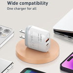 LDNIO Q229 QC3.0 / PD20W USB + Type-C ชาร์จเร็ว พร้อมสาย USB เป็น 8 พิน 1 เมตร, ปลั๊ก EU, ปลั๊ก UK, ปลั๊ก US