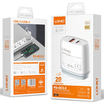 LDNIO Q229 QC3.0 / PD20W USB + Type-C ชาร์จเร็ว พร้อมสาย USB เป็น 8 พิน 1 เมตร, ปลั๊ก EU, ปลั๊ก UK, ปลั๊ก US