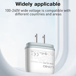 LDNIO Q229 QC3.0 / PD20W USB + Type-C ชาร์จเร็ว พร้อมสาย USB เป็น 8 พิน 1 เมตร, ปลั๊ก EU, ปลั๊ก UK, ปลั๊ก US