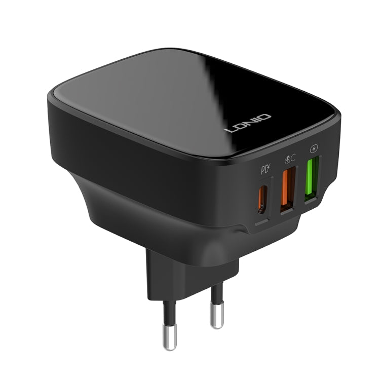LDNIO Q334 32W Type-C + พอร์ต USB คู่ ที่ชาร์จ พร้อมสายข้อมูล Micro USB 1 เมตร, ปลั๊ก EU