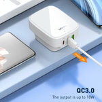 LDNIO Q334 32W Type-C + พอร์ต USB คู่ ที่ชาร์จ พร้อมสายข้อมูล Micro USB 1 เมตร, ปลั๊ก EU