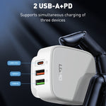 LDNIO Q334 32W Type-C + พอร์ต USB คู่ ที่ชาร์จ พร้อมสายข้อมูล Micro USB 1 เมตร, ปลั๊ก EU