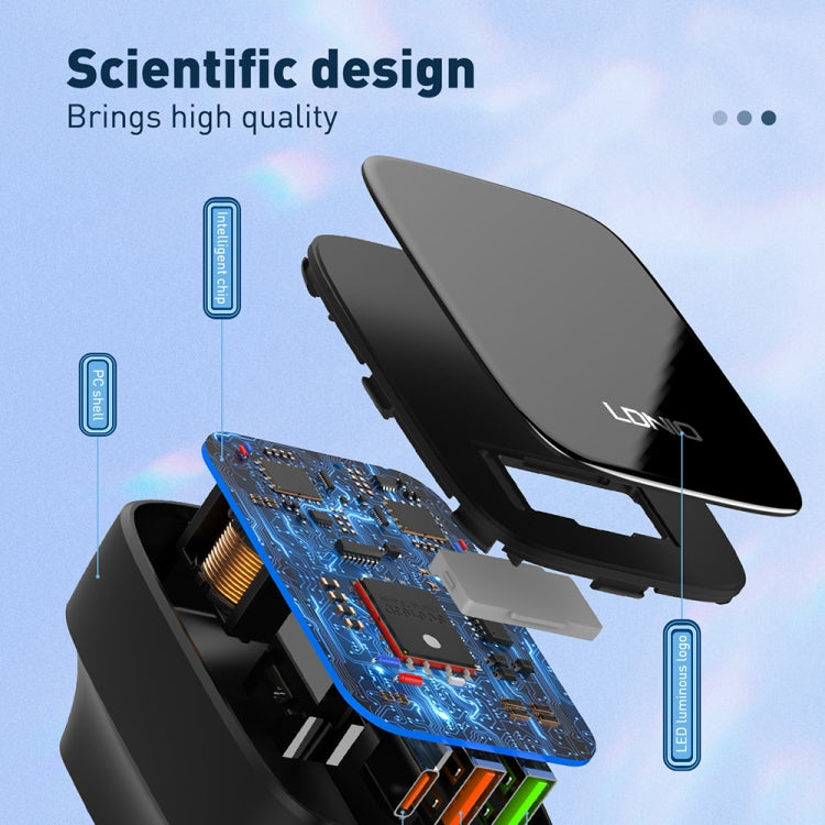LDNIO Q334 32W Type-C + พอร์ต USB คู่ ที่ชาร์จ พร้อมสายข้อมูล Micro USB 1 เมตร, ปลั๊ก EU
