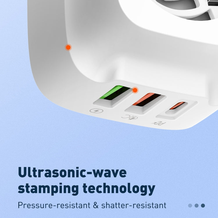 LDNIO Q334 32W Type-C + พอร์ต USB คู่ ที่ชาร์จ พร้อมสายข้อมูล Micro USB 1 เมตร, ปลั๊ก EU