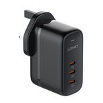 LDNIO Q367 65W GaN ที่ชาร์จ 3 พอร์ต USB-C / Type-C พร้อมสาย USB-C / Type-C เป็น USB-C / Type-C 1 เมตร, ปลั๊ก EU, ปลั๊ก UK, ปลั๊ก US