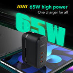 LDNIO Q367 65W GaN ที่ชาร์จ 3 พอร์ต USB-C / Type-C พร้อมสาย USB-C / Type-C เป็น USB-C / Type-C 1 เมตร, ปลั๊ก EU, ปลั๊ก UK, ปลั๊ก US