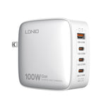 ที่ชาร์จ LDNIO Q408 100W GaN USB+3 USB-C / Type-C พร้อมสายข้อมูล 1 เมตร 100W USB-C / Type-C ถึง USB-C / Type-C ปลั๊ก EU, ปลั๊ก UK, ปลั๊ก US