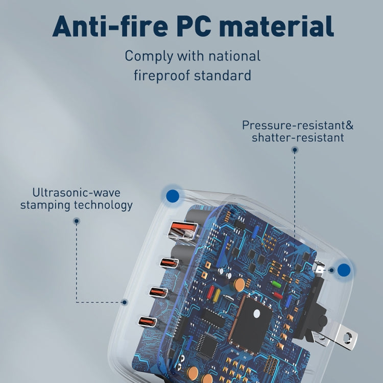 ที่ชาร์จ LDNIO Q408 100W GaN USB+3 USB-C / Type-C พร้อมสายข้อมูล 1 เมตร 100W USB-C / Type-C ถึง USB-C / Type-C ปลั๊ก EU, ปลั๊ก UK, ปลั๊ก US