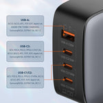 ที่ชาร์จ LDNIO Q408 100W GaN USB+3 USB-C / Type-C พร้อมสายข้อมูล 1 เมตร 100W USB-C / Type-C ถึง USB-C / Type-C ปลั๊ก EU, ปลั๊ก UK, ปลั๊ก US