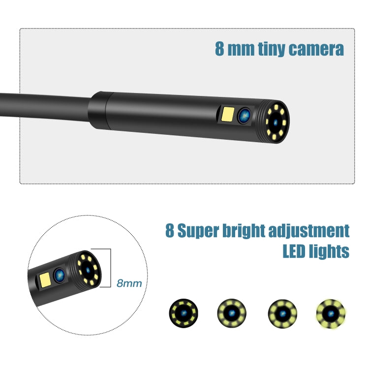 P40 8mm 1080P IP68 กันน้ำ กล้องส่องทางไกลดิจิทัลหน้าจอไฮไลท์ 4.3 นิ้ว กล้องคู่ สายแข็ง 2m, สายแข็ง 5m, สายแข็ง 10m