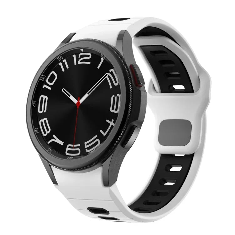 สายซิลิโคนลายเส้นสองสีพร้อมหัวเข็มขัดกลับด้าน สำหรับ Samsung Galaxy Watch 7 / 6