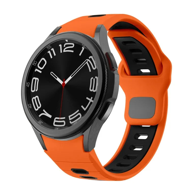 สายซิลิโคนลายเส้นสองสีพร้อมหัวเข็มขัดกลับด้าน สำหรับ Samsung Galaxy Watch 7 / 6