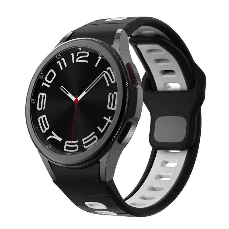 สายซิลิโคนลายเส้นสองสีพร้อมหัวเข็มขัดกลับด้าน สำหรับ Samsung Galaxy Watch 7 / 6