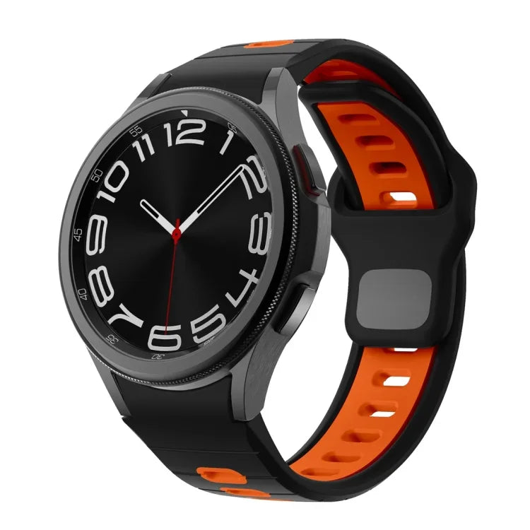 สายซิลิโคนลายเส้นสองสีพร้อมหัวเข็มขัดกลับด้าน สำหรับ Samsung Galaxy Watch 7 / 6