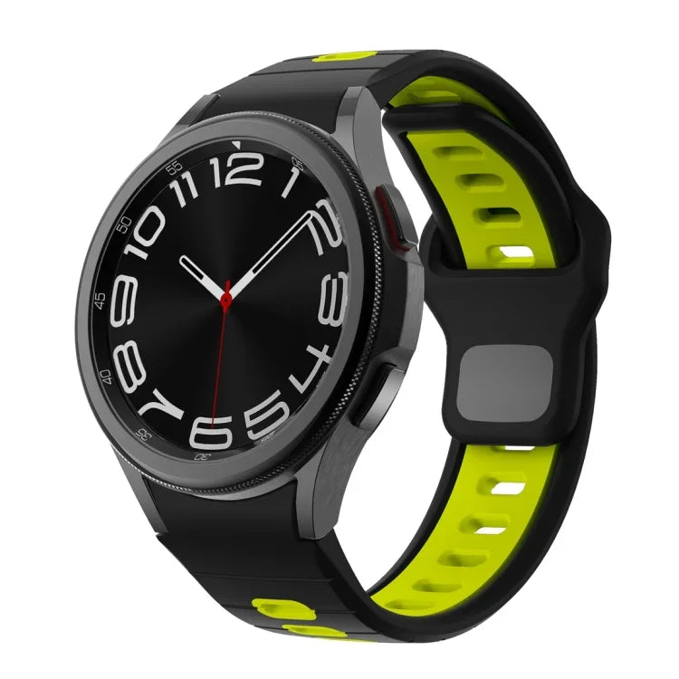 สายซิลิโคนลายเส้นสองสีพร้อมหัวเข็มขัดกลับด้าน สำหรับ Samsung Galaxy Watch 7 / 6