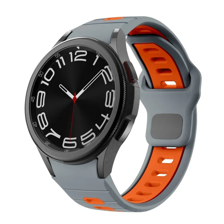 สายซิลิโคนลายเส้นสองสีพร้อมหัวเข็มขัดกลับด้าน สำหรับ Samsung Galaxy Watch 7 / 6