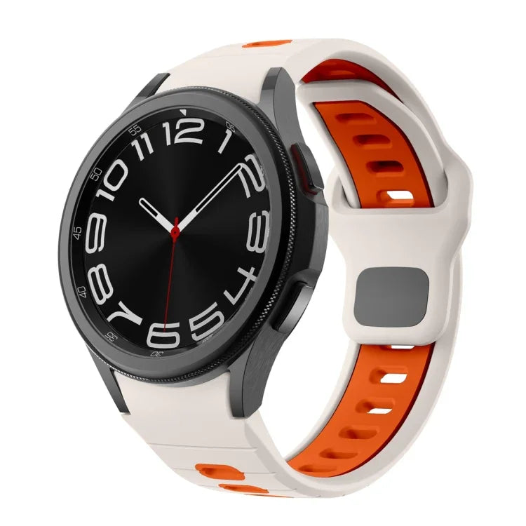 สายซิลิโคนลายเส้นสองสีพร้อมหัวเข็มขัดกลับด้าน สำหรับ Samsung Galaxy Watch 7 / 6