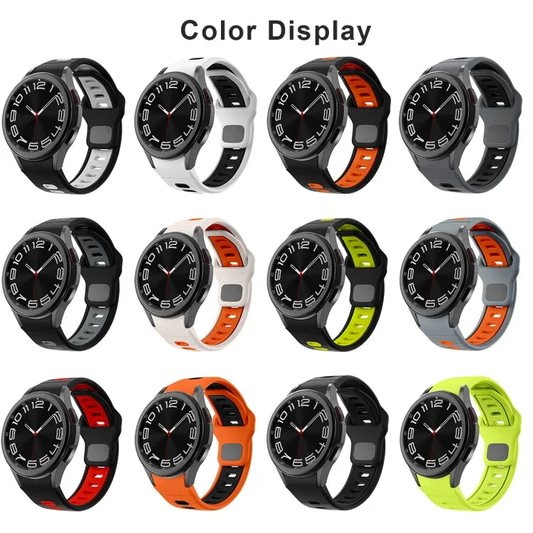 สายซิลิโคนลายเส้นสองสีพร้อมหัวเข็มขัดกลับด้าน สำหรับ Samsung Galaxy Watch 7 / 6