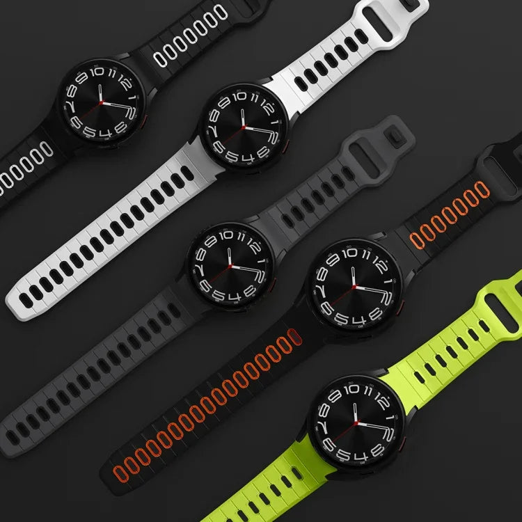 สายซิลิโคนลายเส้นสองสีพร้อมหัวเข็มขัดกลับด้าน สำหรับ Samsung Galaxy Watch 7 / 6