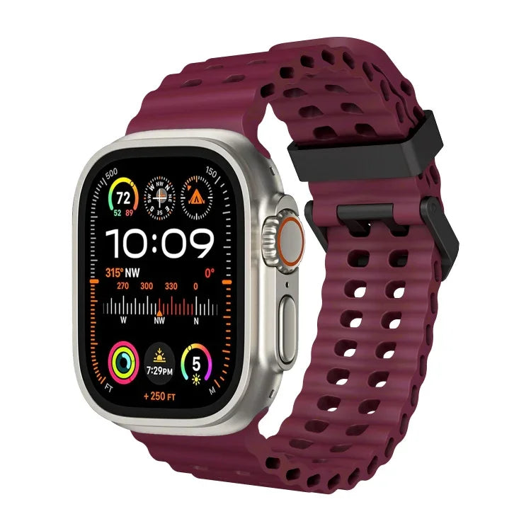 สายซิลิโคนรูสองแถว Ocean สำหรับ Apple Watch SE 2023 ขนาด 44 มม., สำหรับ Apple Watch Ultra 2 ขนาด 49 มม., สำหรับ Apple Watch Series 9 ขนาด 45 มม.