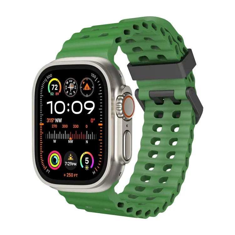 สายซิลิโคนรูสองแถว Ocean สำหรับ Apple Watch SE 2023 ขนาด 44 มม., สำหรับ Apple Watch Ultra 2 ขนาด 49 มม., สำหรับ Apple Watch Series 9 ขนาด 45 มม.