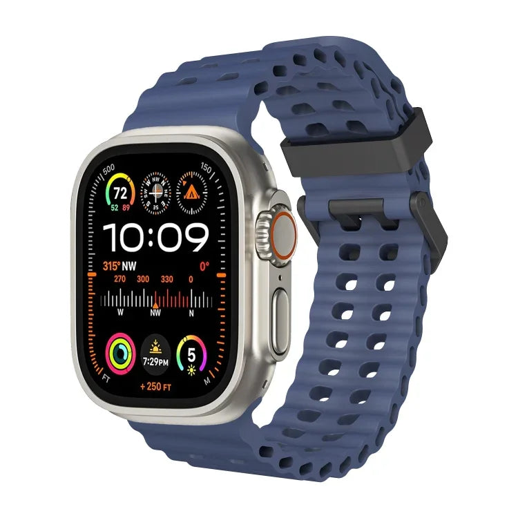 สายซิลิโคนรูสองแถว Ocean สำหรับ Apple Watch SE 2023 ขนาด 44 มม., สำหรับ Apple Watch Ultra 2 ขนาด 49 มม., สำหรับ Apple Watch Series 9 ขนาด 45 มม.