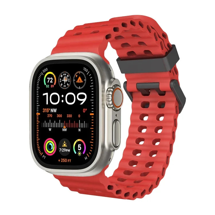 สายซิลิโคนรูสองแถว Ocean สำหรับ Apple Watch Ultra ขนาด 49 มม., สำหรับ Apple Watch Series 8 ขนาด 45 มม., สำหรับ Apple Watch SE 2022 ขนาด 44 มม.