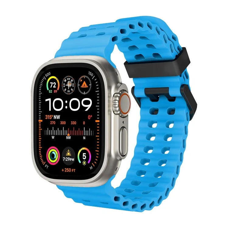 สายซิลิโคนรูสองแถว Ocean สำหรับ Apple Watch Ultra ขนาด 49 มม., สำหรับ Apple Watch Series 8 ขนาด 45 มม., สำหรับ Apple Watch SE 2022 ขนาด 44 มม.