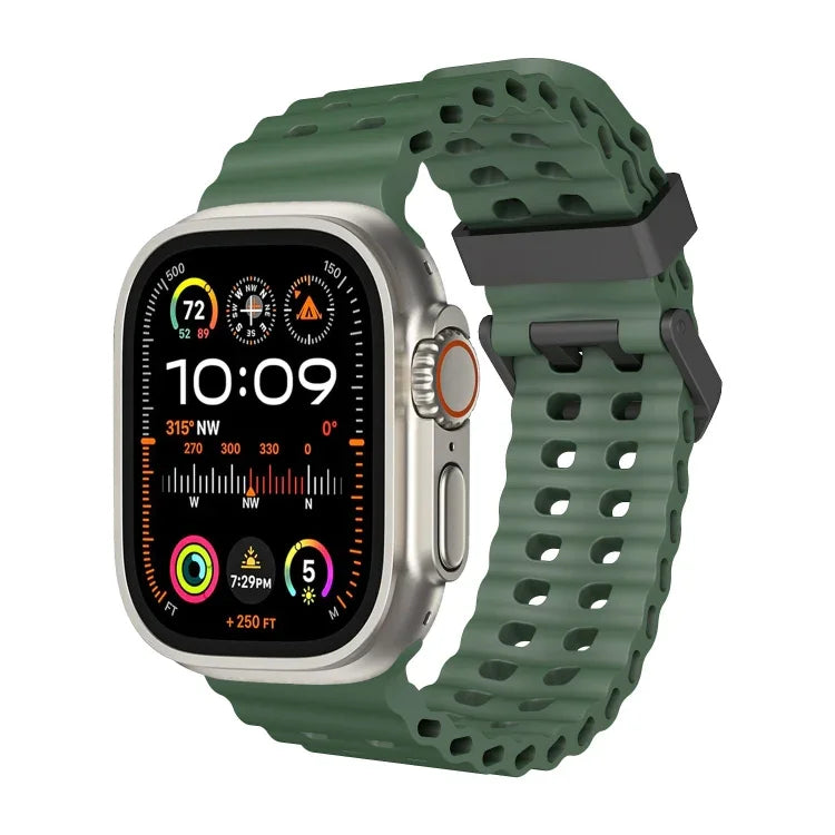 สายซิลิโคนรูสองแถว Ocean สำหรับ Apple Watch Ultra ขนาด 49 มม., สำหรับ Apple Watch Series 8 ขนาด 45 มม., สำหรับ Apple Watch SE 2022 ขนาด 44 มม.