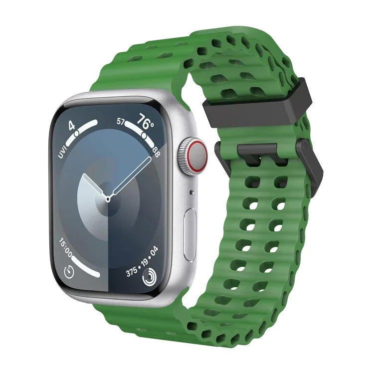 สายซิลิโคนรูสองแถว Ocean สำหรับ Apple Watch Series 7 ขนาด 45 มม., สำหรับ Apple Watch SE ขนาด 44 มม., สำหรับ Apple Watch Series 6 ขนาด 44 มม.