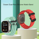 สายซิลิโคนรูสองแถว Ocean สำหรับ Apple Watch Ultra ขนาด 49 มม., สำหรับ Apple Watch Series 8 ขนาด 45 มม., สำหรับ Apple Watch SE 2022 ขนาด 44 มม.