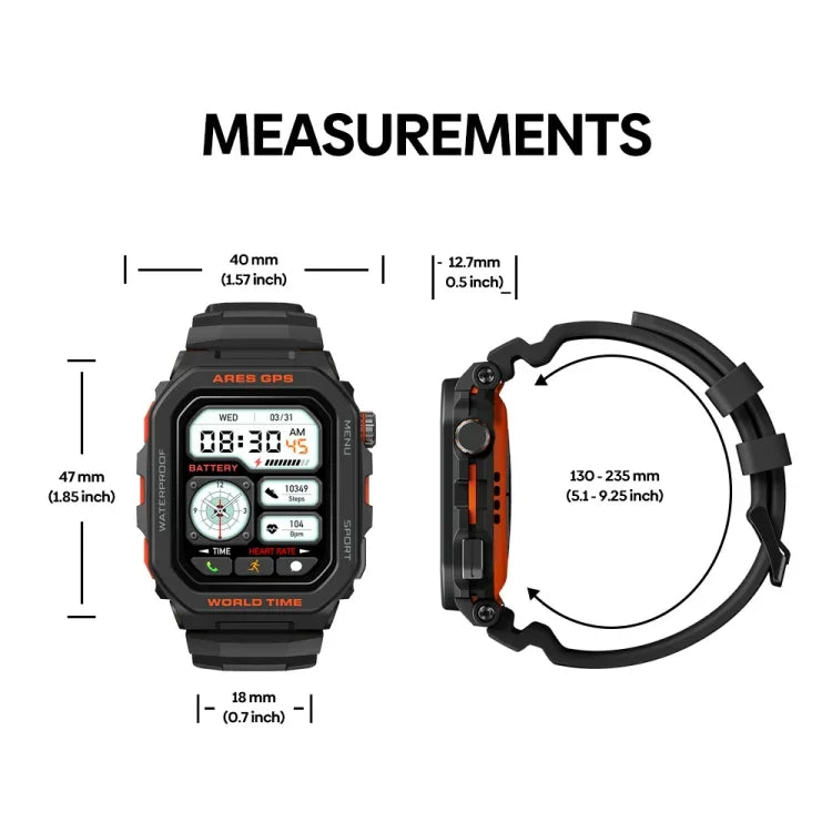 Zeblaze Ares นาฬิกาอัจฉริยะ GPS แบบทนทาน รองรับการวัดอัตราการเต้นหัวใจ / ออกซิเจนในเลือด