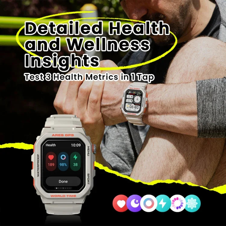Zeblaze Ares นาฬิกาอัจฉริยะ GPS แบบทนทาน รองรับการวัดอัตราการเต้นหัวใจ / ออกซิเจนในเลือด