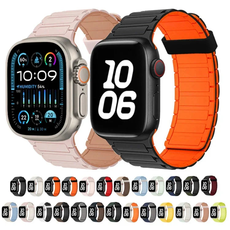 Tri-beads Magnetic Hoop Silicone Watch Band, For Apple Watch Series 5 44mm