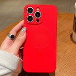 เคสโทรศัพท์แม่เหล็กซิลิโคนเหลวสีพื้น MagSafe สำหรับ iPhone 16 Pro, สำหรับ iPhone 16 Plus, สำหรับ iPhone 16