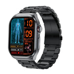 ET585 นาฬิกาอัจฉริยะหน้าจอ 2.04 นิ้ว สายสแตนเลส กันน้ำมาตรฐาน IP68 รองรับการตรวจคลื่นไฟฟ้าหัวใจ (ECG) / การวัดองค์ประกอบเลือด