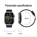 ET585 นาฬิกาอัจฉริยะหน้าจอ 2.04 นิ้ว สายซิลิโคน กันน้ำมาตรฐาน IP68 รองรับการตรวจคลื่นไฟฟ้าหัวใจ (ECG) / การวัดองค์ประกอบเลือด