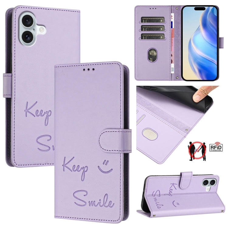 เคสโทรศัพท์หนังปั๊มลายยิ้มพร้อม RFID สำหรับ iPhone 17 Pro Max, สำหรับ iPhone 17 Pro, สำหรับ iPhone 17, สำหรับ iPhone Air, สำหรับ iPhone SE 2024, สำหรับ iPhone 16 Pro Max, สำหรับ iPhone 16 Pro, สำหรับ iPhone 16 Plus