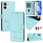 เคสหนังโทรศัพท์แบบปั๊มลายยิ้มพร้อม RFID สำหรับ iPhone 16, iPhone 15 Pro Max, iPhone 15 Pro, iPhone 15 Plus, iPhone 15, iPhone 14 Plus, iPhone 14 / 13, iPhone 14 Pro