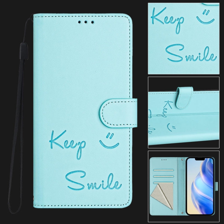 เคสหนังโทรศัพท์แบบปั๊มลายยิ้มพร้อม RFID สำหรับ iPhone 16, iPhone 15 Pro Max, iPhone 15 Pro, iPhone 15 Plus, iPhone 15, iPhone 14 Plus, iPhone 14 / 13, iPhone 14 Pro