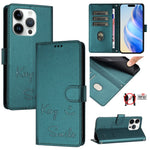 เคสหนังโทรศัพท์แบบปั๊มลายยิ้มพร้อม RFID สำหรับ iPhone 16, iPhone 15 Pro Max, iPhone 15 Pro, iPhone 15 Plus, iPhone 15, iPhone 14 Plus, iPhone 14 / 13, iPhone 14 Pro