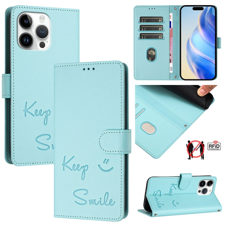 เคสหนังปั๊มลายยิ้มพร้อม RFID สำหรับ iPhone 14 Pro Max, สำหรับ iPhone SE 2022 / 2020 / 8 / 7, สำหรับ iPhone 13 Pro Max, สำหรับ iPhone 13 Pro, สำหรับ iPhone 13 mini, สำหรับ iPhone 12 / 12 Pro, สำหรับ iPhone 12 Pro Max, สำหรับ iPhone 12 mini