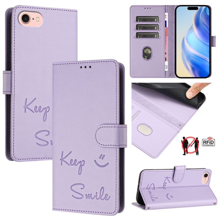 เคสหนังปั๊มลายยิ้มพร้อม RFID สำหรับ iPhone 14 Pro Max, สำหรับ iPhone SE 2022 / 2020 / 8 / 7, สำหรับ iPhone 13 Pro Max, สำหรับ iPhone 13 Pro, สำหรับ iPhone 13 mini, สำหรับ iPhone 12 / 12 Pro, สำหรับ iPhone 12 Pro Max, สำหรับ iPhone 12 mini