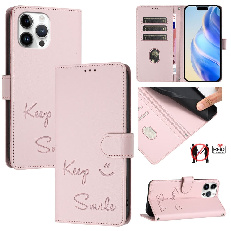 เคสหนังปั๊มลายยิ้มพร้อม RFID สำหรับ iPhone 14 Pro Max, สำหรับ iPhone SE 2022 / 2020 / 8 / 7, สำหรับ iPhone 13 Pro Max, สำหรับ iPhone 13 Pro, สำหรับ iPhone 13 mini, สำหรับ iPhone 12 / 12 Pro, สำหรับ iPhone 12 Pro Max, สำหรับ iPhone 12 mini