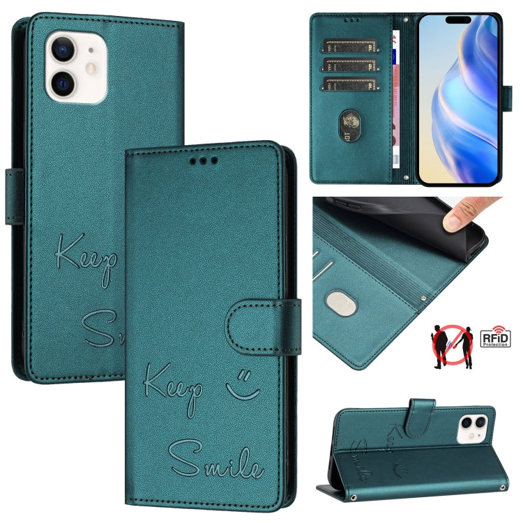 เคสหนังปั๊มลายยิ้มพร้อม RFID สำหรับ iPhone 14 Pro Max, สำหรับ iPhone SE 2022 / 2020 / 8 / 7, สำหรับ iPhone 13 Pro Max, สำหรับ iPhone 13 Pro, สำหรับ iPhone 13 mini, สำหรับ iPhone 12 / 12 Pro, สำหรับ iPhone 12 Pro Max, สำหรับ iPhone 12 mini
