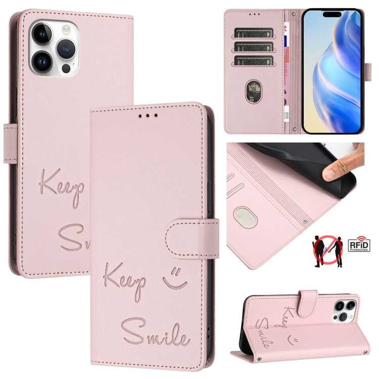เคสหนังปั๊มลายยิ้มพร้อม RFID สำหรับ iPhone 14 Pro Max, สำหรับ iPhone SE 2022 / 2020 / 8 / 7, สำหรับ iPhone 13 Pro Max, สำหรับ iPhone 13 Pro, สำหรับ iPhone 13 mini, สำหรับ iPhone 12 / 12 Pro, สำหรับ iPhone 12 Pro Max, สำหรับ iPhone 12 mini