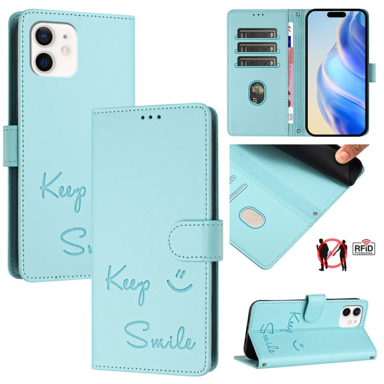 เคสหนังปั๊มลายยิ้มพร้อม RFID สำหรับ iPhone 14 Pro Max, สำหรับ iPhone SE 2022 / 2020 / 8 / 7, สำหรับ iPhone 13 Pro Max, สำหรับ iPhone 13 Pro, สำหรับ iPhone 13 mini, สำหรับ iPhone 12 / 12 Pro, สำหรับ iPhone 12 Pro Max, สำหรับ iPhone 12 mini